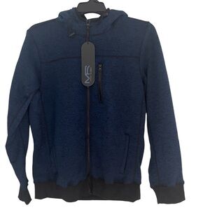 Mack Russo Men’s Size M Full Zip Hoodie Sweater Jacket Blue Thick Pockets NWT
